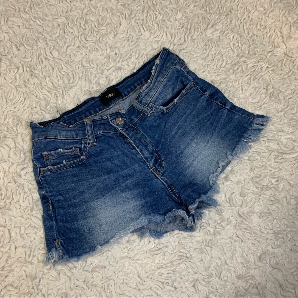 Vervet Mid-rise Frayed Distressed Jean Shorts